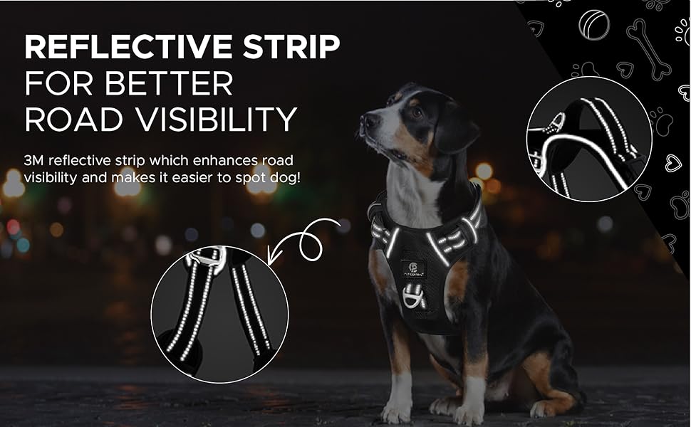 Dog Harness for Small Dogs – Reflective Strip Harness for Dogs Small, Medium, Large and Extra Large