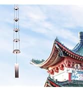 Gwindrise Copper Wind Chimes Outdoor, Temple Wind Chime with 5 Wind Bells, Bronze Wind Chimes for...