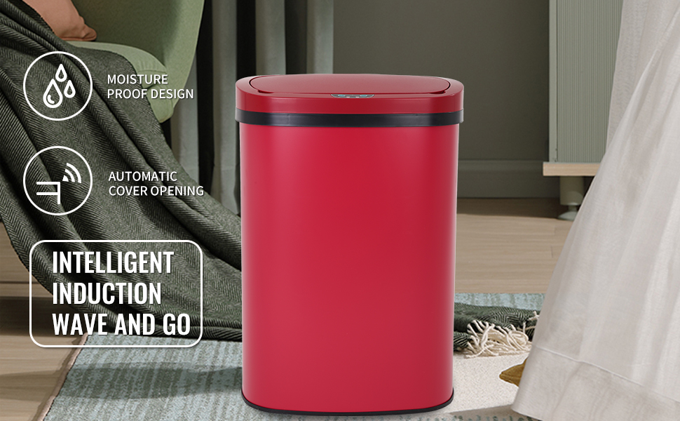 BestOffice 13 Gallon Sensor Garbage Can Kitchen with Lid, Stainless Steel 50L Automatic Trash