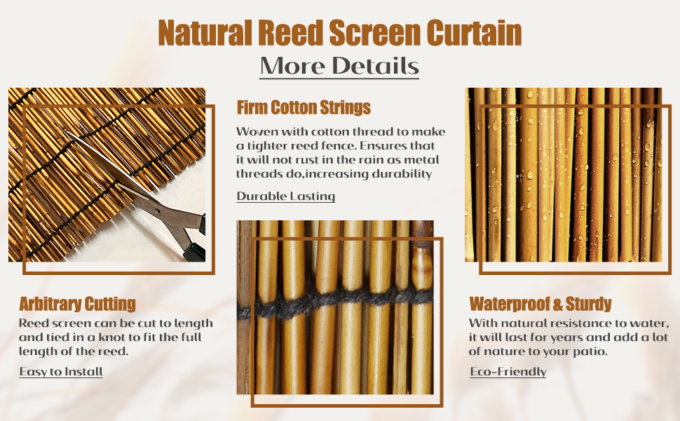 Natural Reed Fencing Rolls,4FT X 16.4FT EcoFriendly Reed