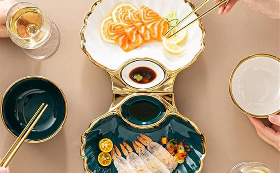 Amazon.co.jp: [EFFORTS]餃子皿 プレート 刺身皿 和食器 仕切り