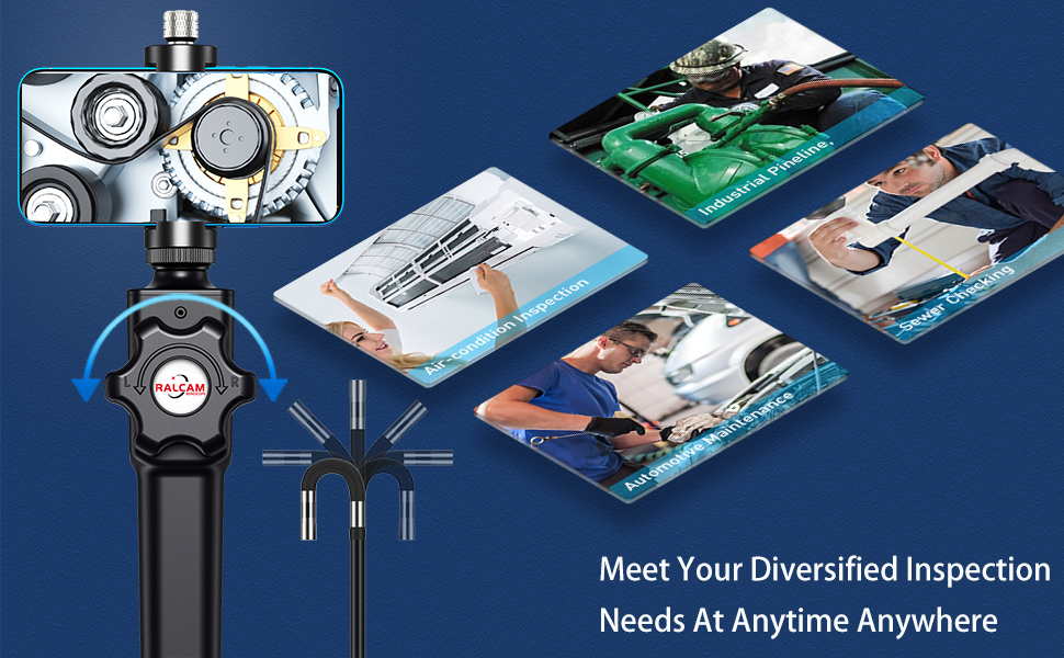 TwoWay Articulating Borescope RALCAM 6.2mm Steerable Probe Inspection