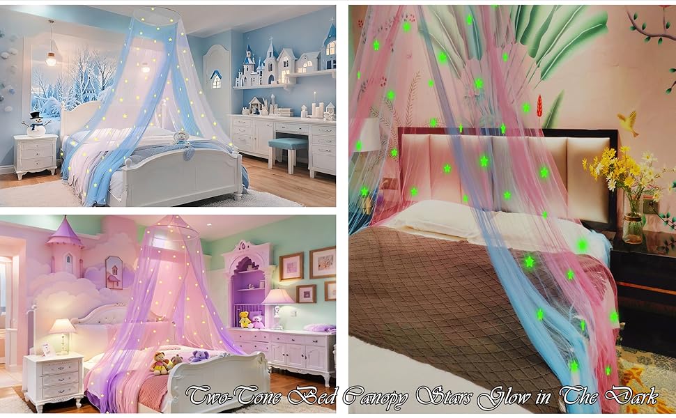 Amazon.com: Eimilaly Two-Tone Bed Canopy Mosquito Net Pink