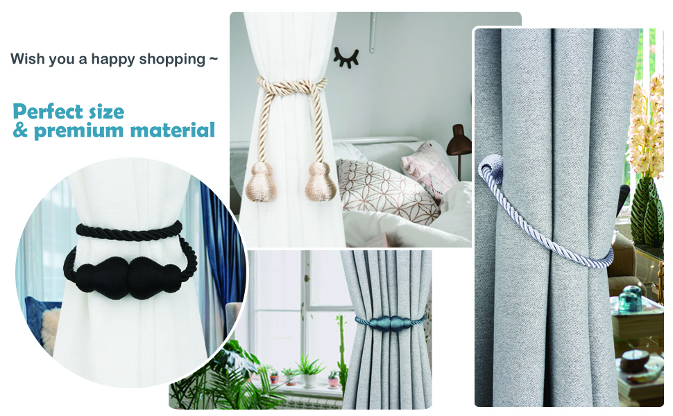 Nieffeiy Curtain Tiebacks 2Pack Outdoor Curtain