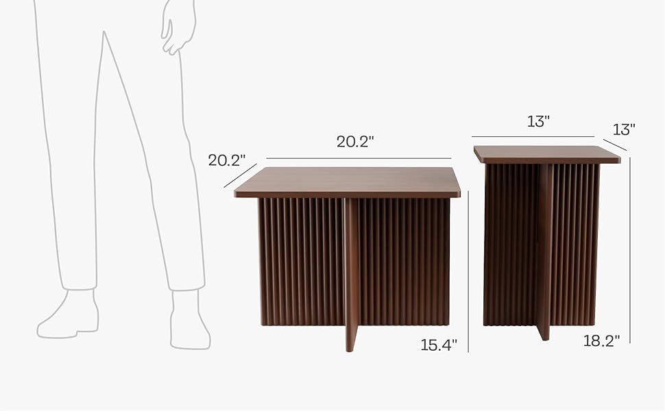 Square Fluted Nesting Coffee Table