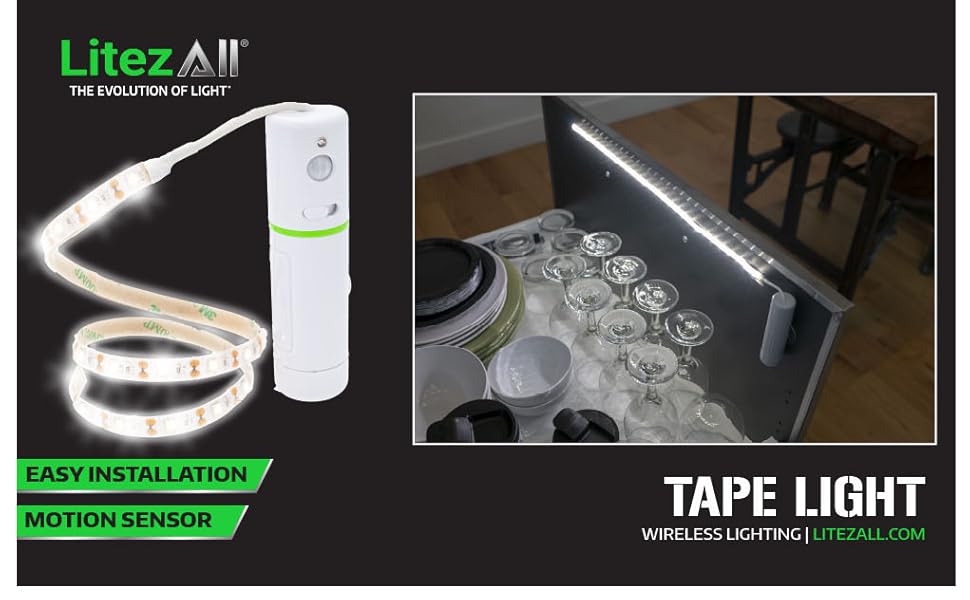 LitezAll Motion Sensor LED Light Strip Battery Operated