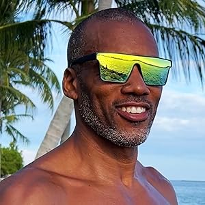 Polarized yellow sunglasses for men mirrored UV protection men trendy sport fashion square retro
