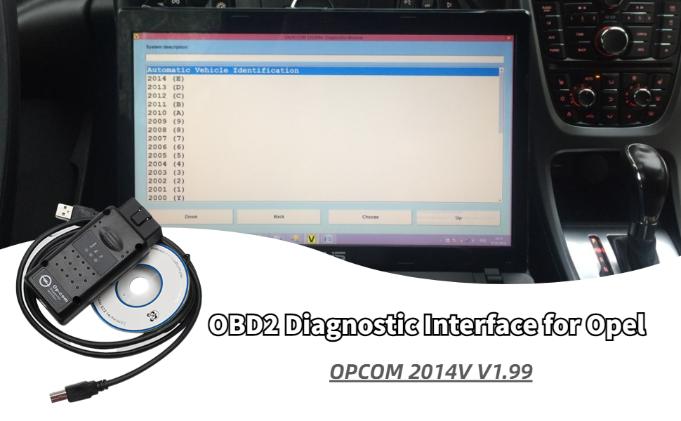 Akozon Car Code Reader, for V1.99 OBD2 USB Diagnostic Interface