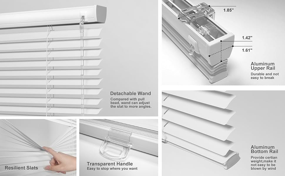 HOTSOON Aluminum Mini Blinds, 1" Slat Cordless Window