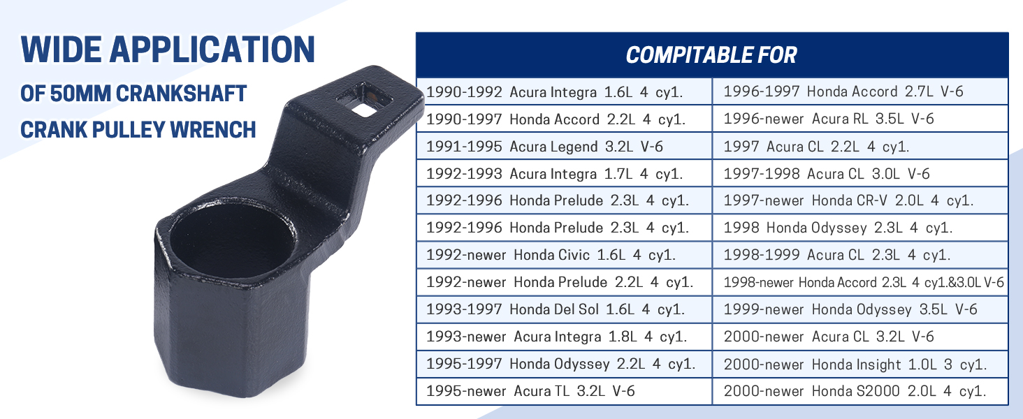 WISEPRO 19 mm Harmonic Balancer Socket & 50 mm Crankshaft