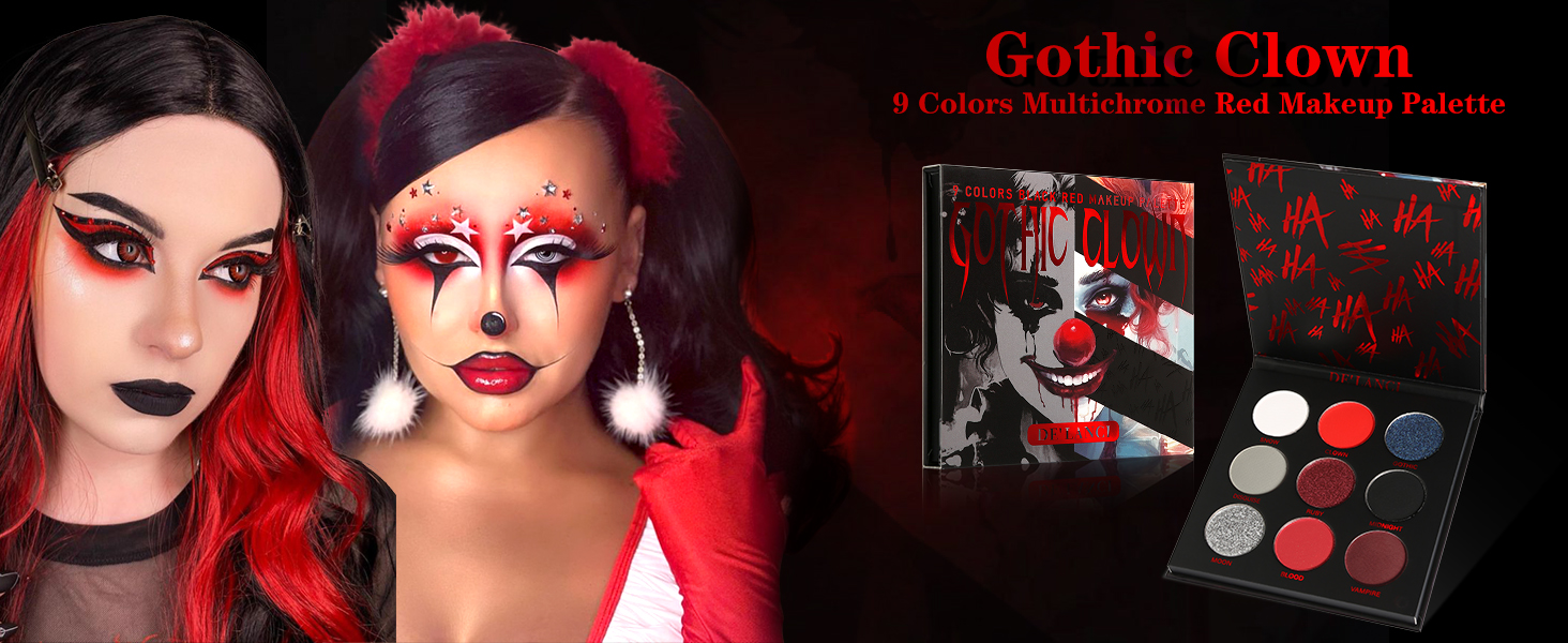 True Red And Black Eyeshadow Palette - Gothic Clown