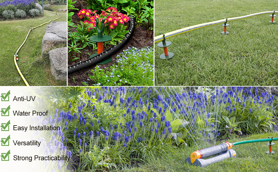 BAOLONG Garden Hose Guide Stake 10.4inch Heavy Duty Hose Support Soaker Hose Holder