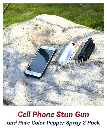 Cell Phone Stun Gun and Pure Color Pepper Spray 2 Pack
