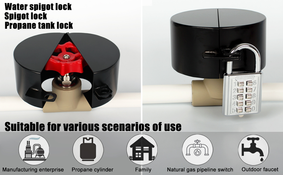 Water Spigot Lock and Outdoor Faucet Locking Device Used to Lock