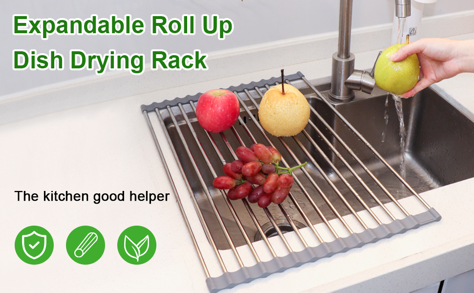 Liangmall Expandable Dish Drying Rack Up to 23.6", Extra