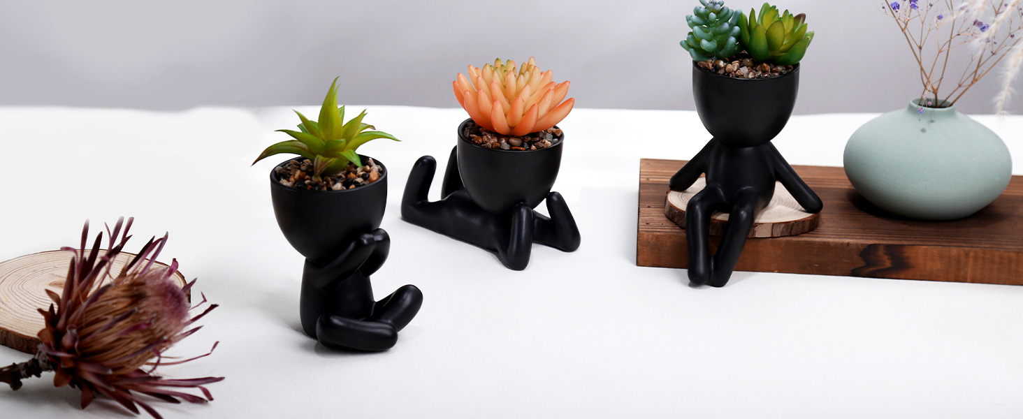 3PCS Fake Succulents Plants Artificial Plants in Pots