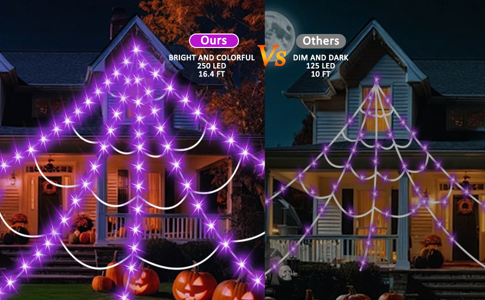 250 LED Lighted Spider Web