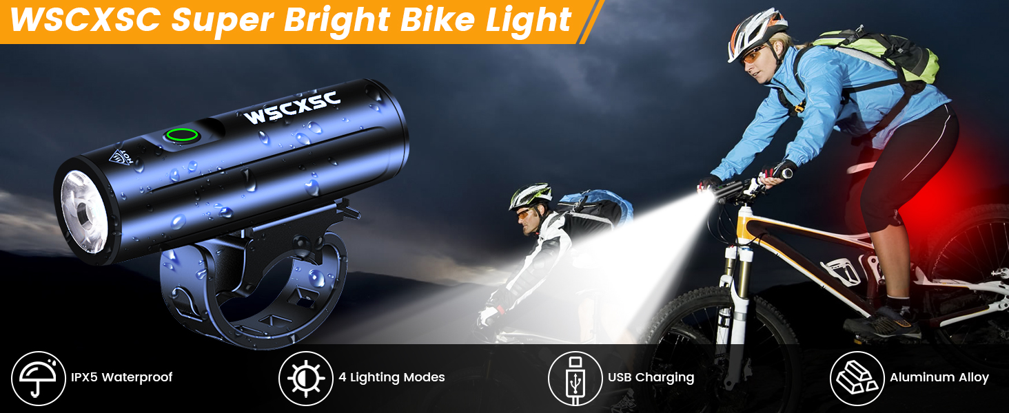 waterproof bike headlight waterproof bicycle lights usb-c rechargeable bike headlight