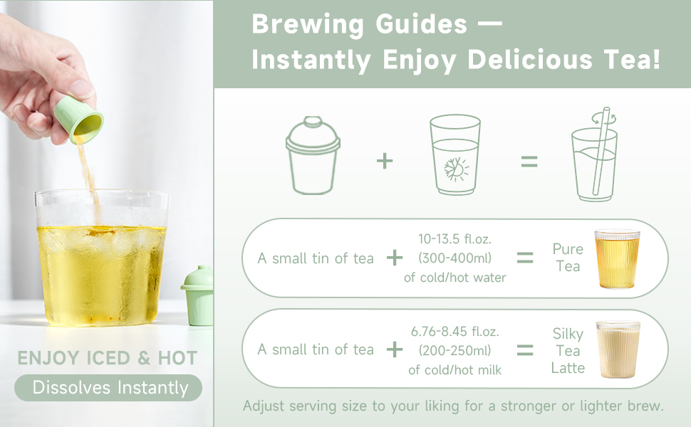 QIRIYUANYE Jasmine Green Tea, Instant Tea Powder, Cold