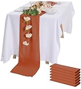 Peomeise 6pack Chiffon Table Runner 14X108 Inch Sheer Wedding Runner，Romantic Rust Sheer Fabric f...