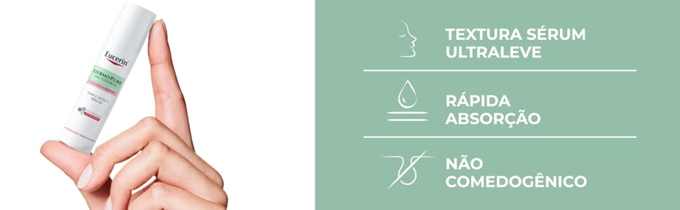 Textura sérum ultraleve, rápida absorção e não comedogênico
