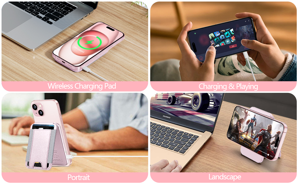 For Magsafe Wallet Stand Pink