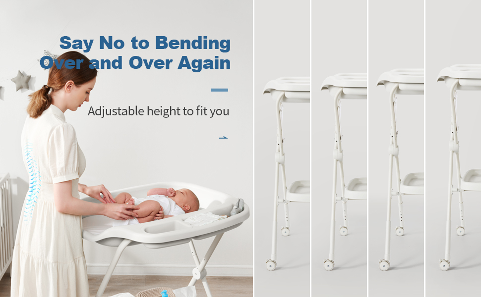 cosola Baby Changing Table with Wheels, Foldable Adjustable Height Diaper Changing