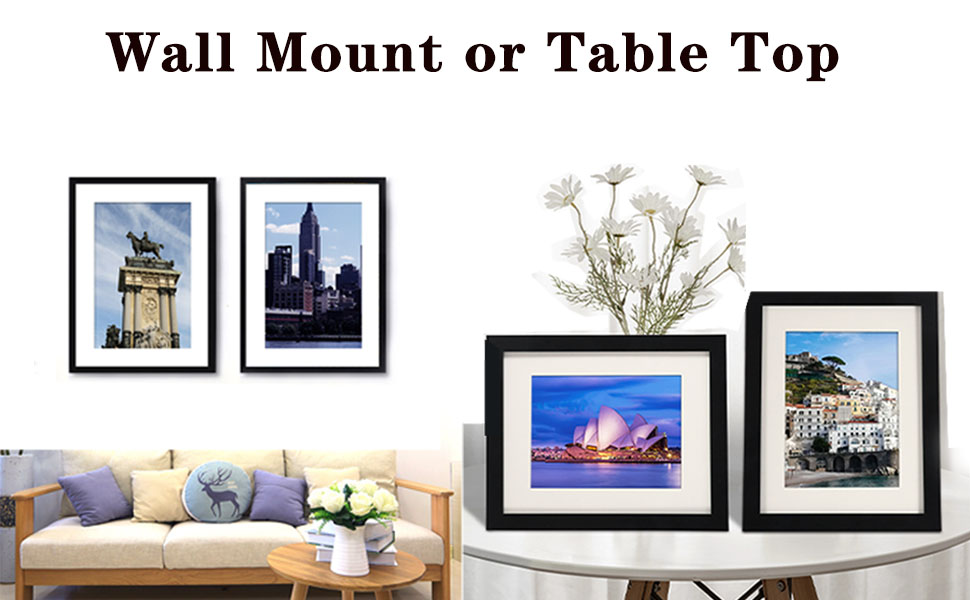 8x10 Picture Frame Set of 4, Wood Picture Frames with Clear Glass for Display