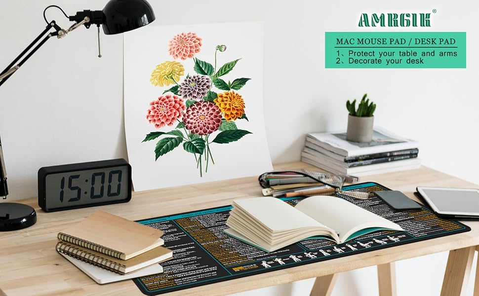 Mac Shortcut Key Mousepad Black Gaming Mousepad XL Desk Mat