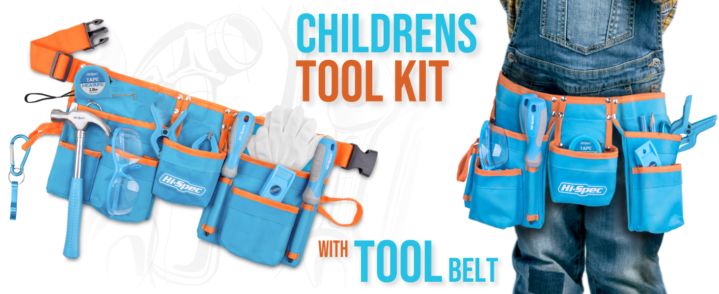 DT40300R Blue Kids Tool Kit Set & Child Size Tool Belt