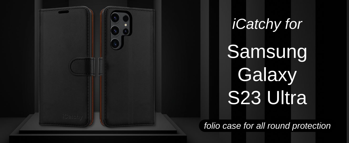 iCatchy for Samsung Galaxy S23 Ultra Case Leather Wallet Book Flip