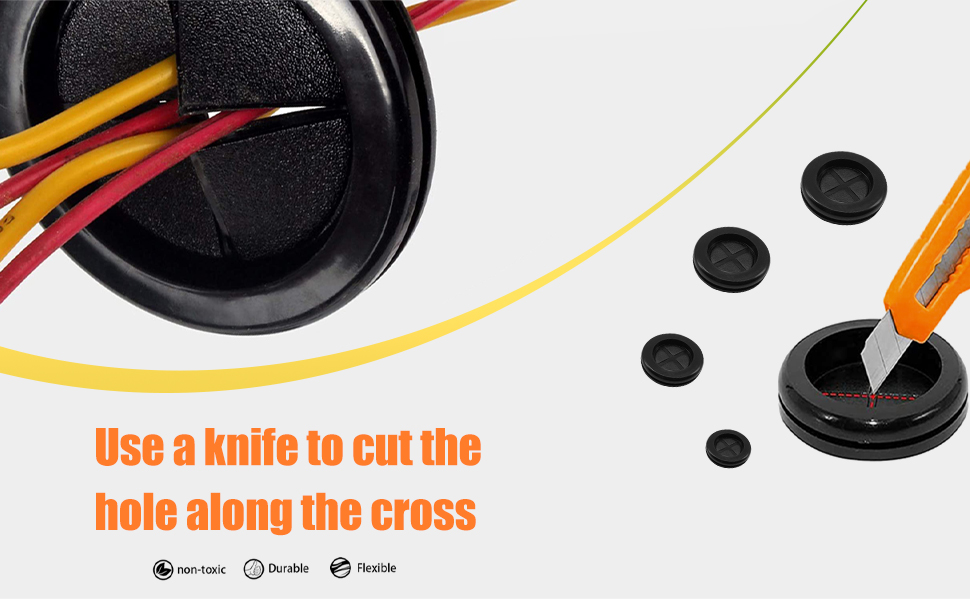 BOTTEN 55pcs 6 Sizes Rubber Grommets for Wiring,Rubber Grommet Kit