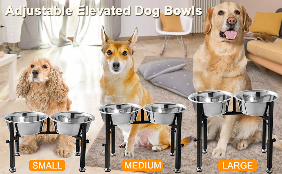 Adjustable Elevated Tilted Dog Bowls Raised Dog Bowl