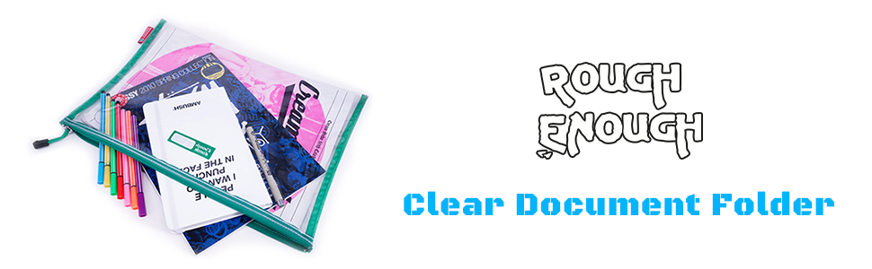 Rough Enough Big Clear File Folders Document Bag Zipper for Legal A4 Letter Size Paper Art Supplies