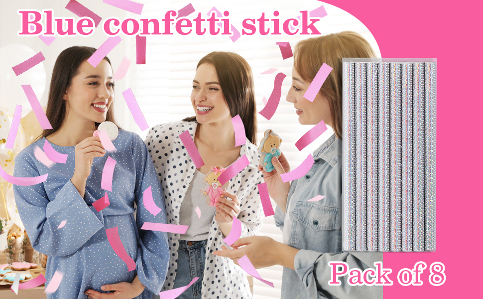 8Pack Pink Gender Reveal Poppers,Safe and Quite Pink