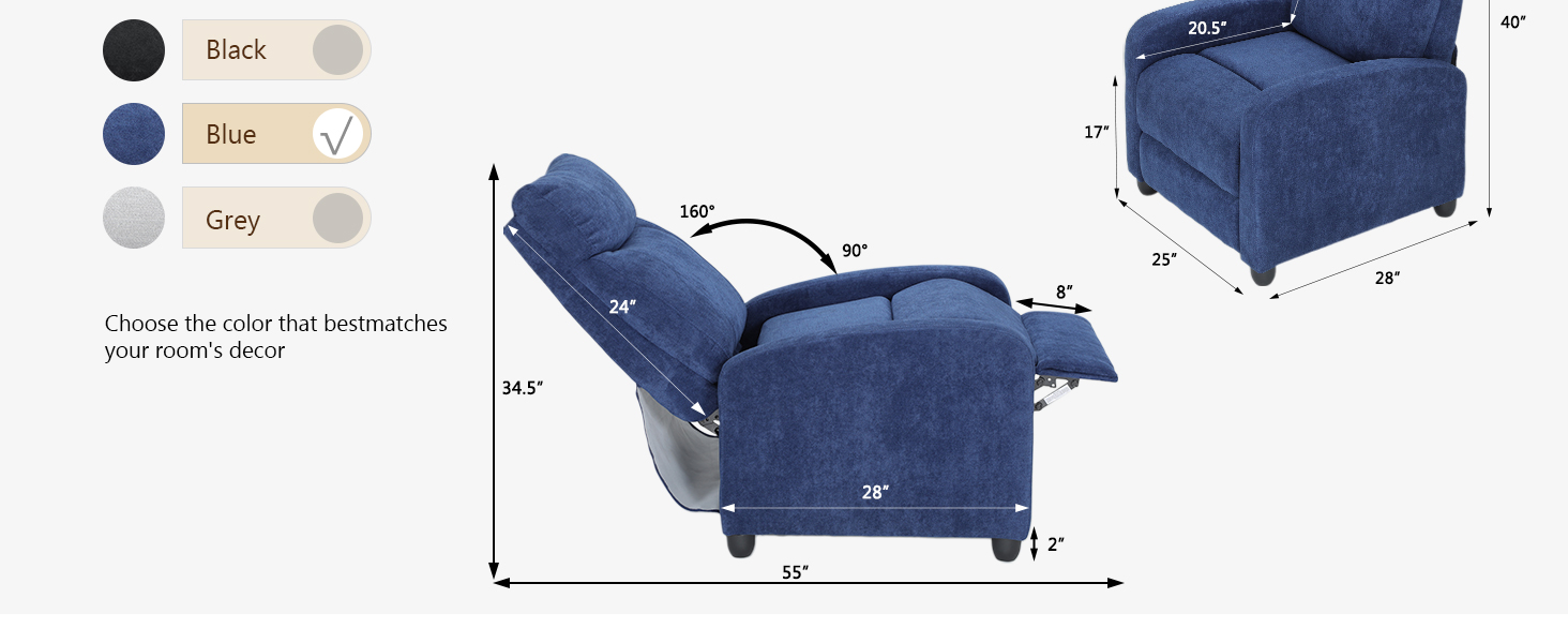 Reclining Lounge Chair with Adjustable Backrest