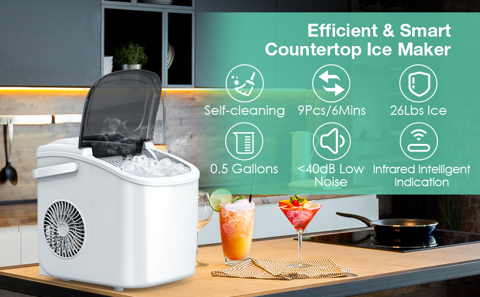 Ice Maker Countertop, Fast Ice Making in 6 Mins 9 Bullet