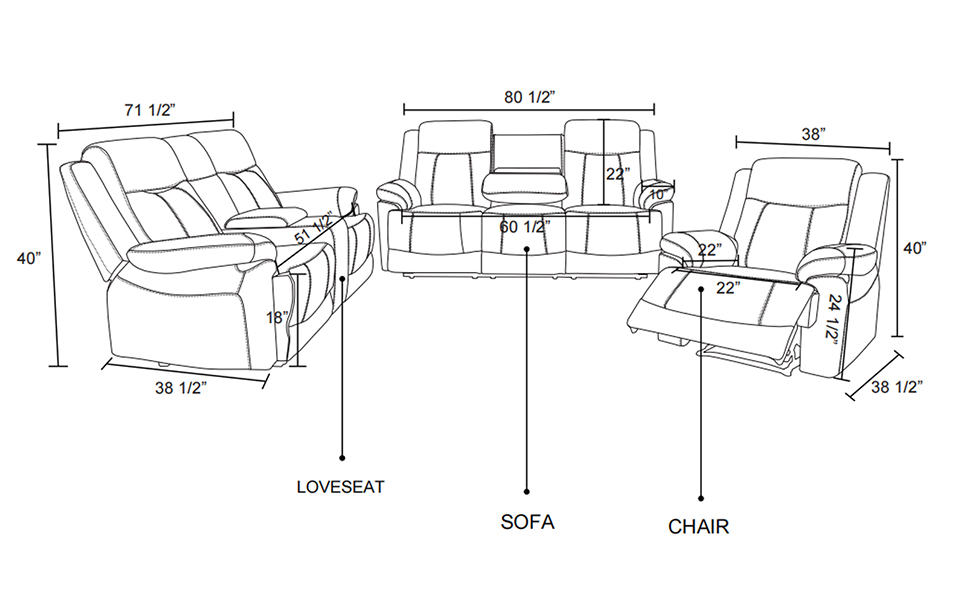 A Ainehome Furniture Living Room Reclining Sofa Sets Luxury