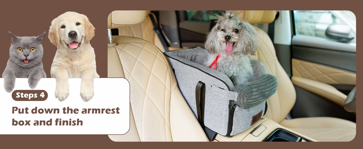 Dog Car Seat for Small Dogs Center Console Seat on Car Armrest Detachable and