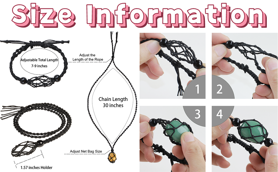 24Pcs Adjustable Crystal Necklace Crystal Stone Necklace Pendant Necklace Cord Hand Woven Necklace
