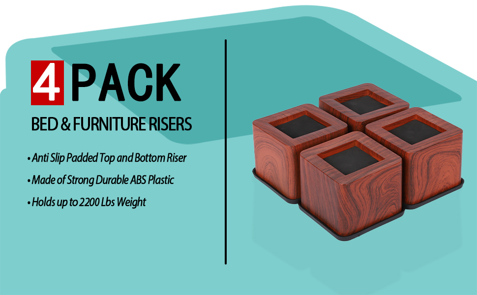 KEIBIKEIDI 3 Inch Bed Risers Heavy Duty Furniture Risers, Lifts Up to