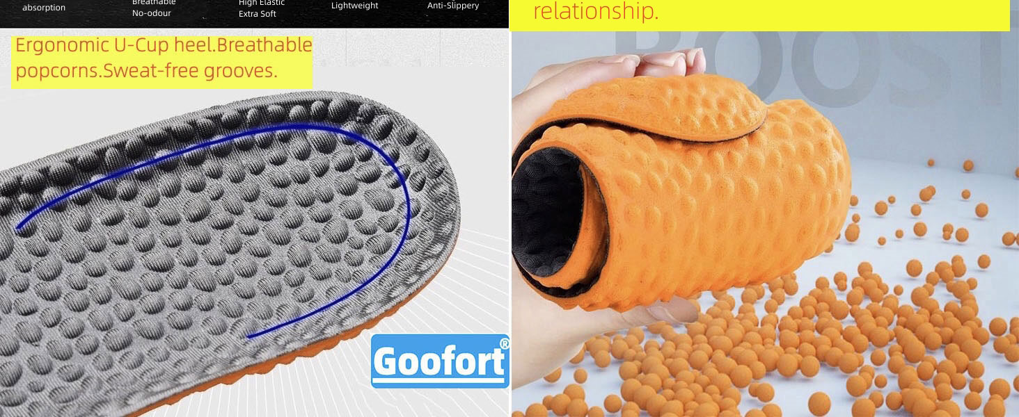 Goofort HiBoost Memory Foam Insoles Cloud Light Thick Insoles for