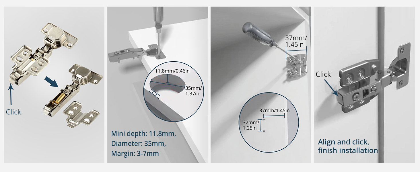 ALLmeter Cupboard Hinges Soft Close 20pcs Full Overlay Hinges