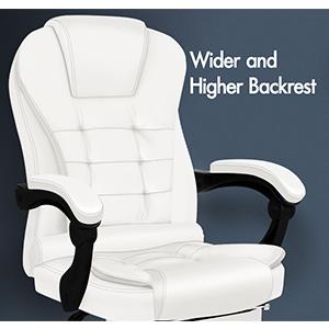 ELFORDSON Massage Office Chair With Footrest Executive Gaming Seat Leather White 15 office chair