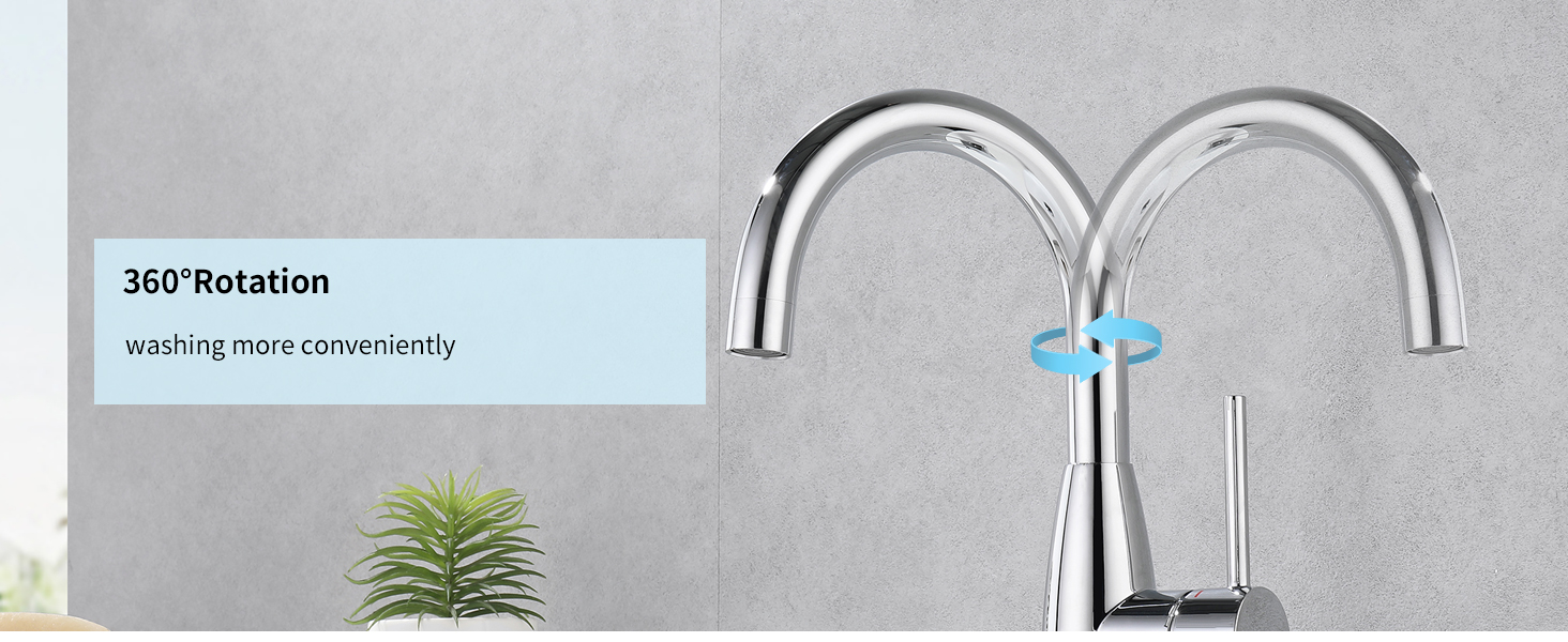 CREA Bar Sink Faucet Bathroom Faucet Single Hole Handle Chrome with Deck Plate Prep Wet Utility