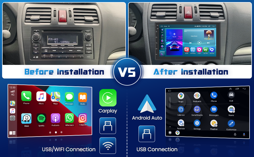 2+32GB Hikity Android Double Din Car Stereo with Wireless Apple Carplay