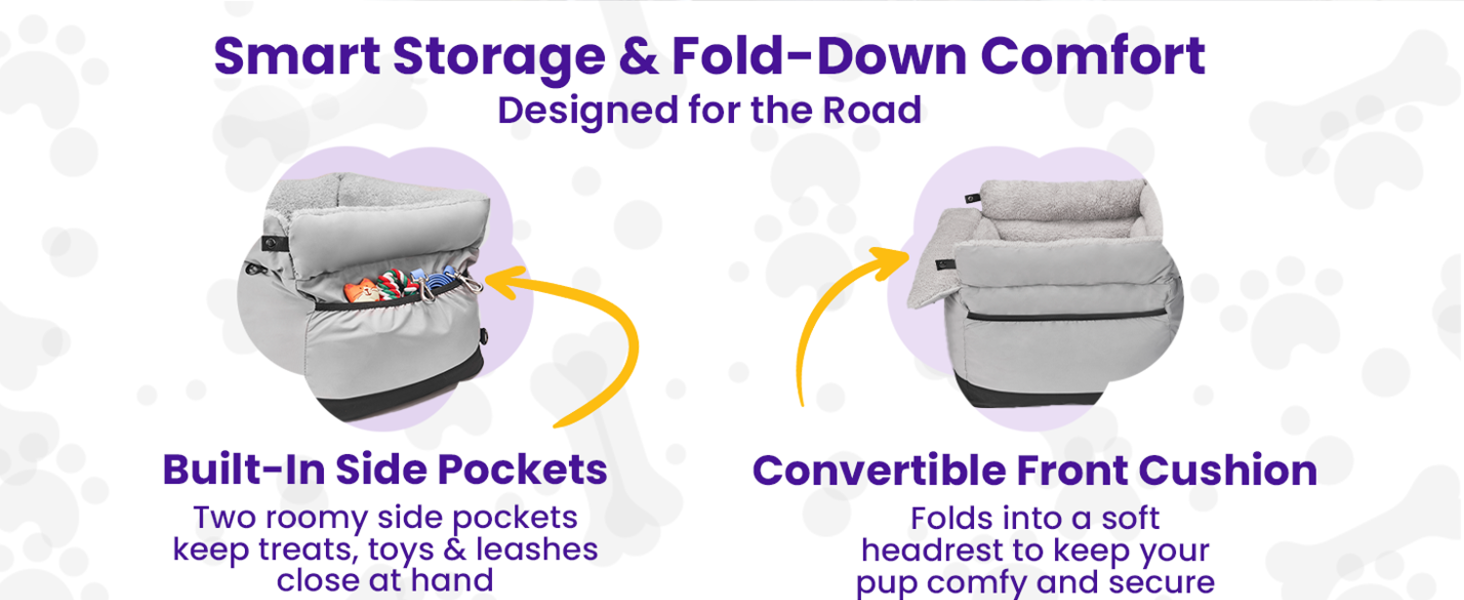 storage side pockets large front chushion