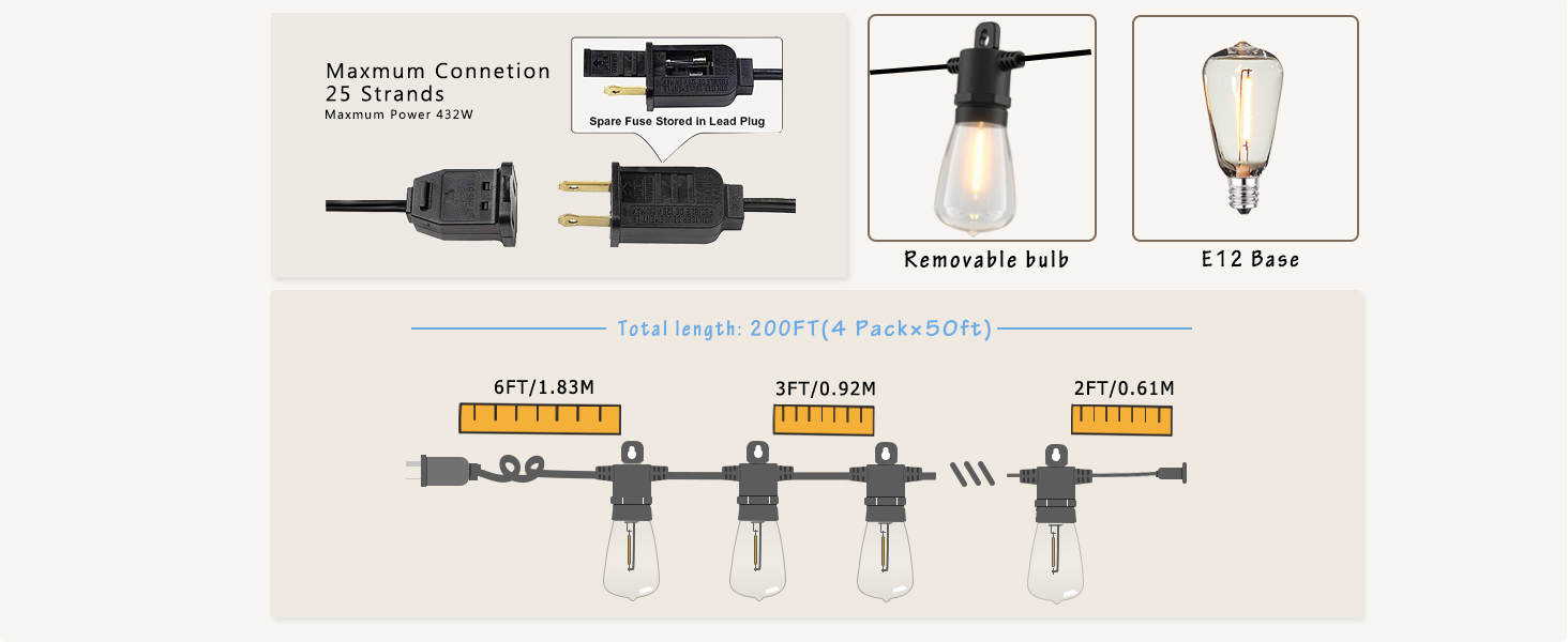 Waterproof outdoor string lights