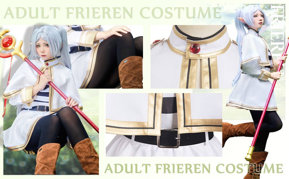 Adult Frieren Costume Sousou no Frieren Elf Cosplay Cape Shirt Skirt Freeze the Slayer Dress Up Outfit Halloween Suit 4  Adult Frieren Costume Sousou no Frieren Elf Cosplay Cape