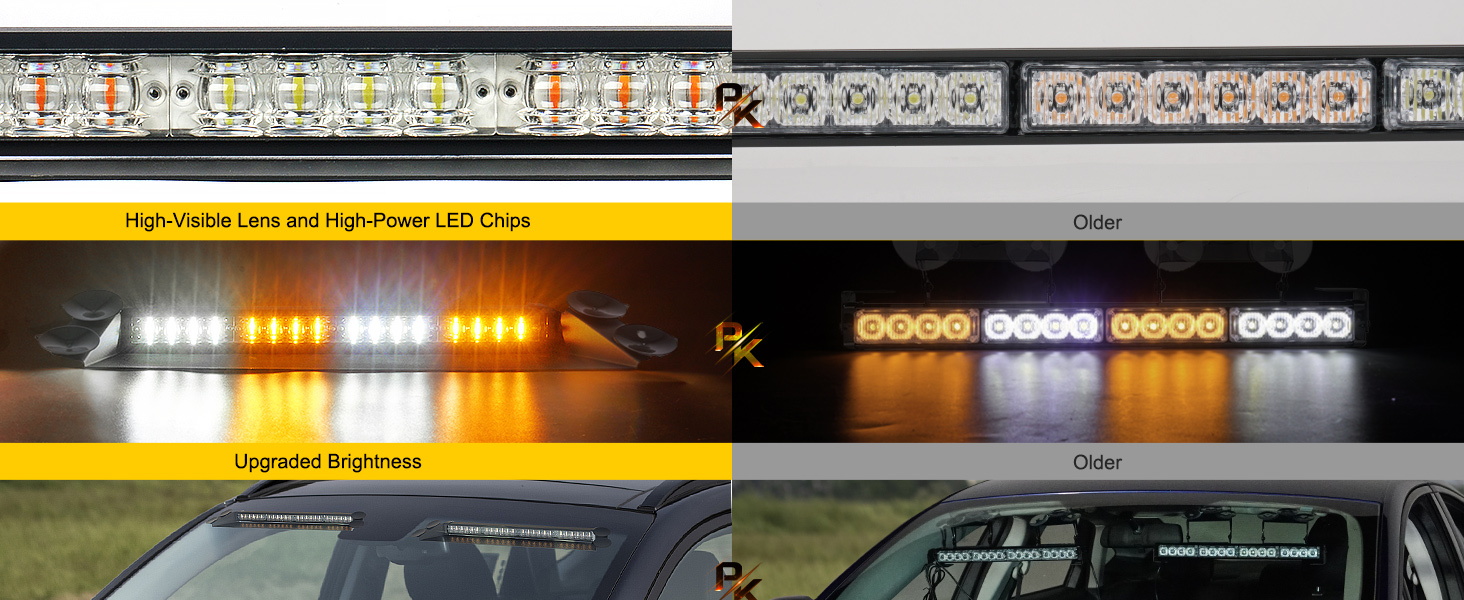 amber led dual windshield strobe flashing lights